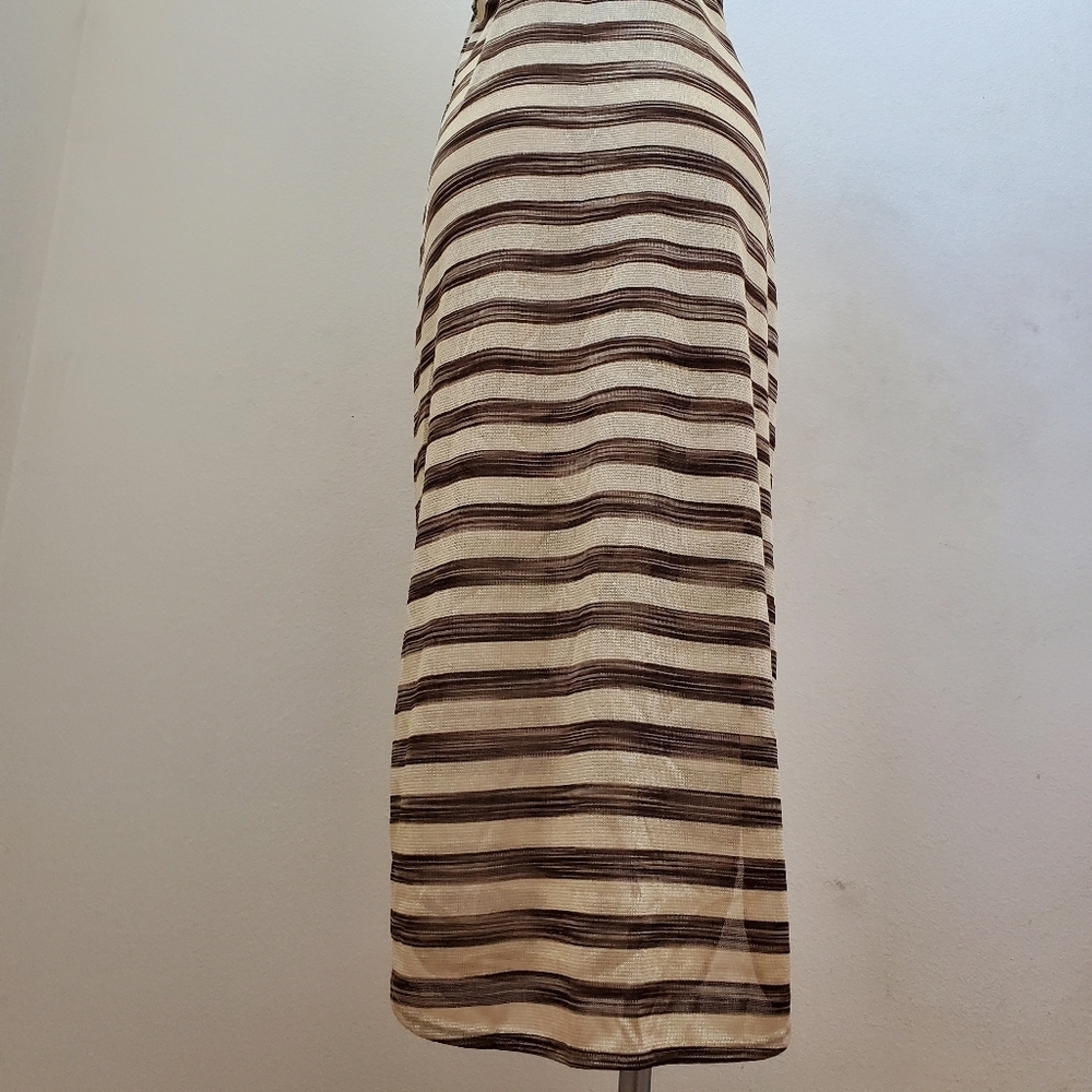 Elif for Jordan Taylor Women's Knit Black & Gold Striped A- Line Tank Dress - Picture 4 of 10
